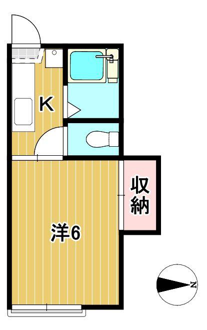 くがやコーポ B(1K/2階)の間取り写真
