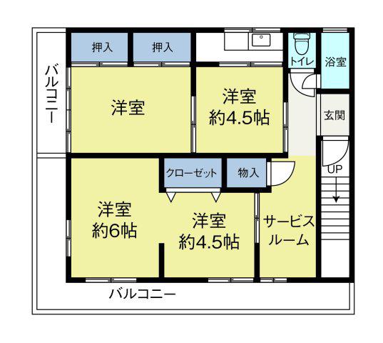 Jシーダ(4SK/3階)の間取り写真