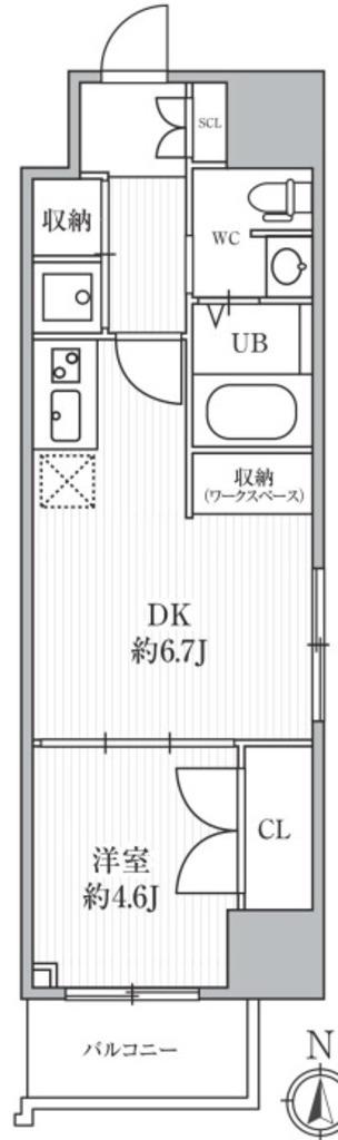 カバナプラスヨツヤ(1DK/7階)の間取り写真