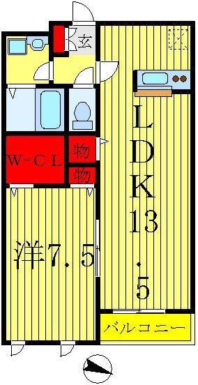 グランドール南水元(1LDK/3階)の間取り写真