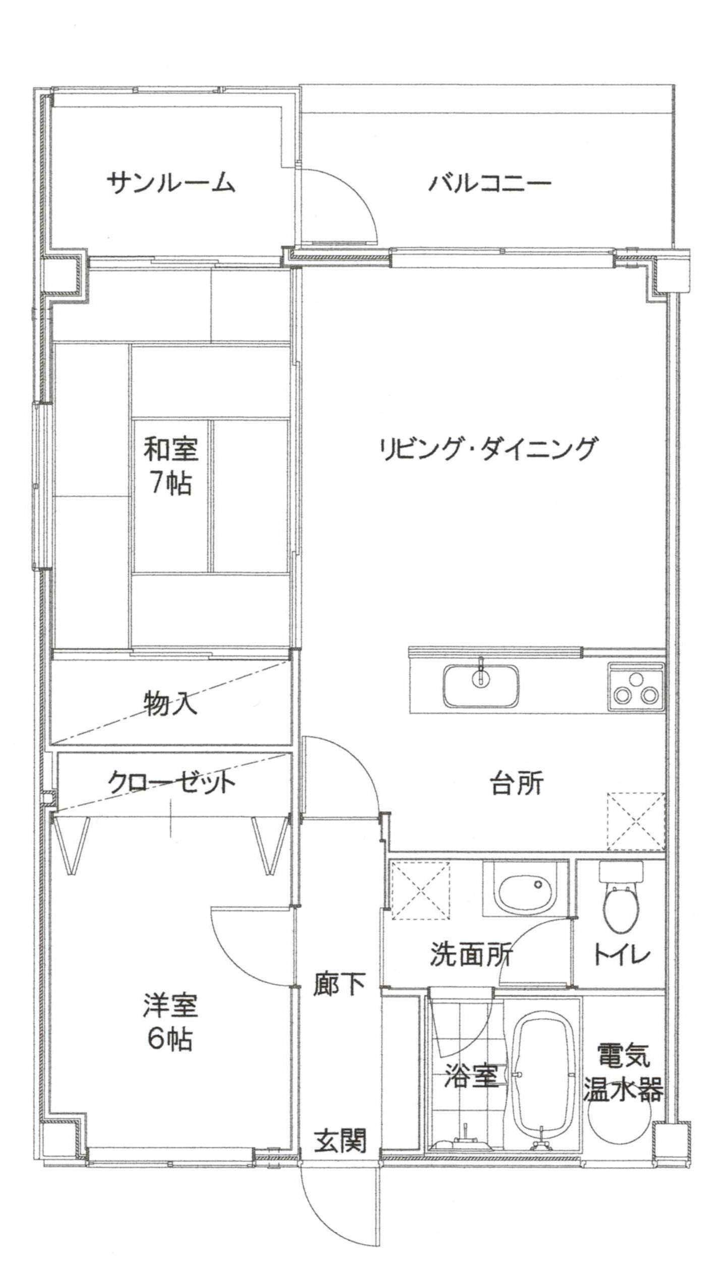 本陣ロイヤル保古(2LDK/3階)の間取り写真