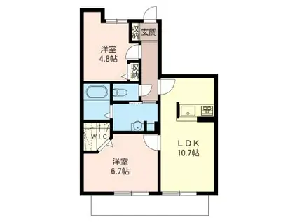 ヴィラ・シプレI(2LDK/1階)の間取り写真