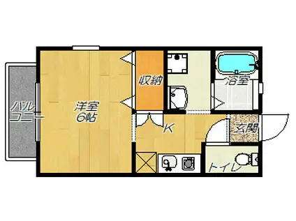 コージィコート住道(1K/1階)の間取り写真