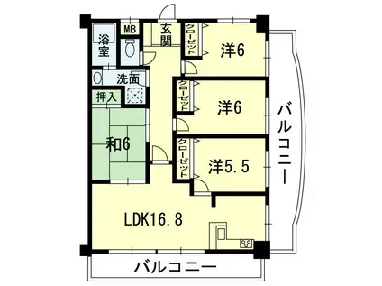 フラワーマンション城西(4LDK/3階)の間取り写真