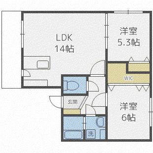 グラネージュ山鼻(2LDK/4階)の間取り写真