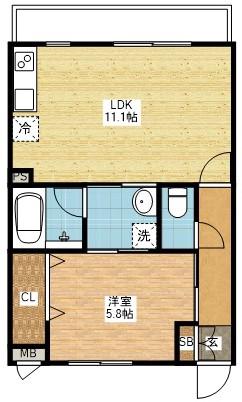 SIGNPOSTサザンネイビー(1LDK/2階)の間取り写真