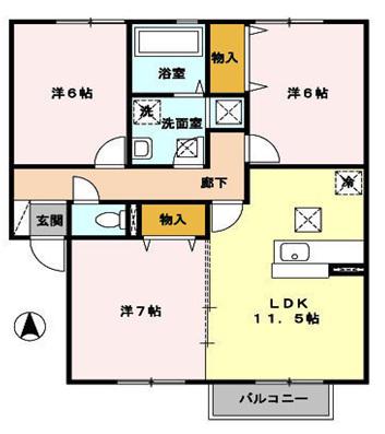 ベルメゾン広面(3LDK/2階)の間取り写真