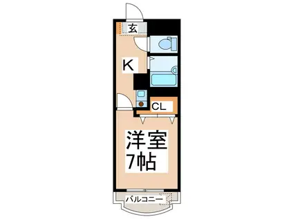 プロムナード京町台(1K/2階)の間取り写真