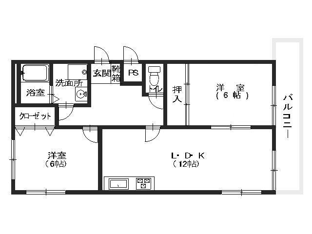 藤本ビル(2LDK/2階)の間取り写真