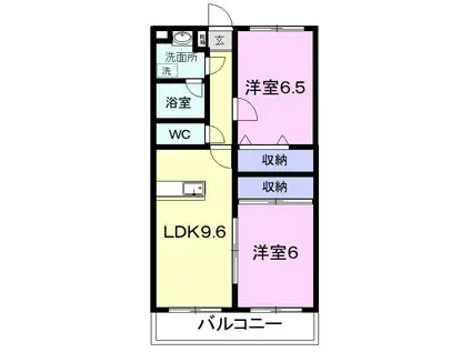青葉ハイツII(2LDK/3階)の間取り写真