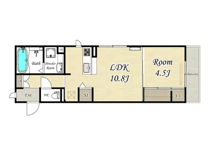 LA MAISON UENOSAKA(1LDK/1階)の間取り写真