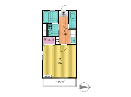 ハーバーライト(1K/1階)の間取り写真