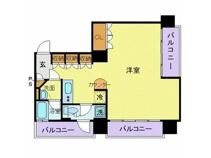 フロリス オーランティウム3(ワンルーム/2階)の間取り写真