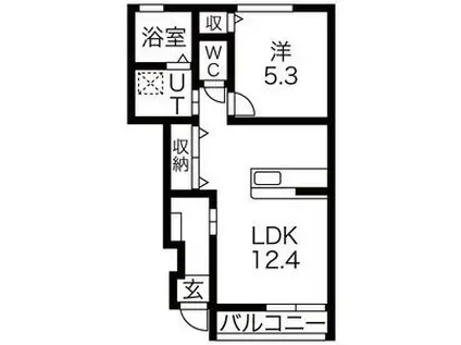 グラーティア(1LDK/1階)の間取り写真