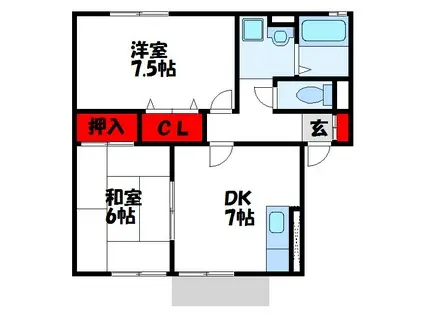 セジュール花見東II(2DK/2階)の間取り写真