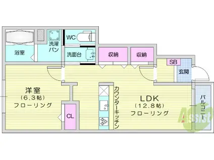 ＪＲ東北本線 南仙台駅 徒歩34分 2階建 築17年(1LDK/1階)の間取り写真