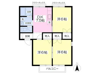 アメニティゾーン中野栄A(3DK/1階)の間取り写真