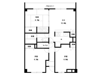 パークハイム小白川(3LDK/2階)の間取り写真