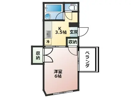 第2コーポHAYASHI(1K/2階)の間取り写真