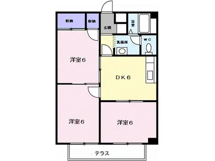シティハイツトーコーII(3DK/1階)の間取り写真