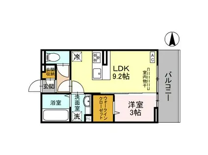 D-ROOM昭和町(1LDK/3階)の間取り写真