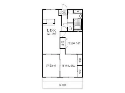 シャングリラ弐番館(3LDK/1階)の間取り写真