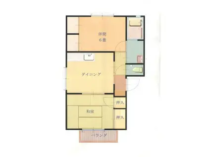 コーポ中的場X(2DK/2階)の間取り写真