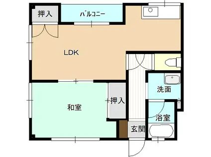 コーポ青山(1LDK/3階)の間取り写真