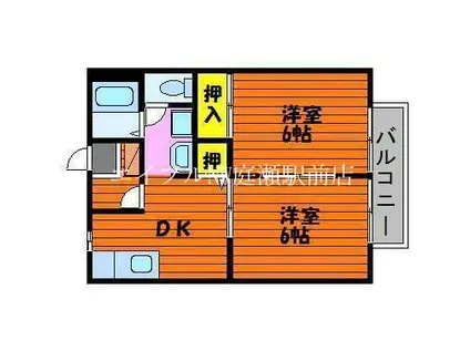 ブロードビューII(2DK/1階)の間取り写真