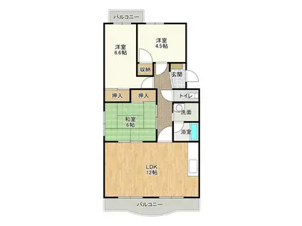 エスポワール(3LDK/2階)の間取り写真