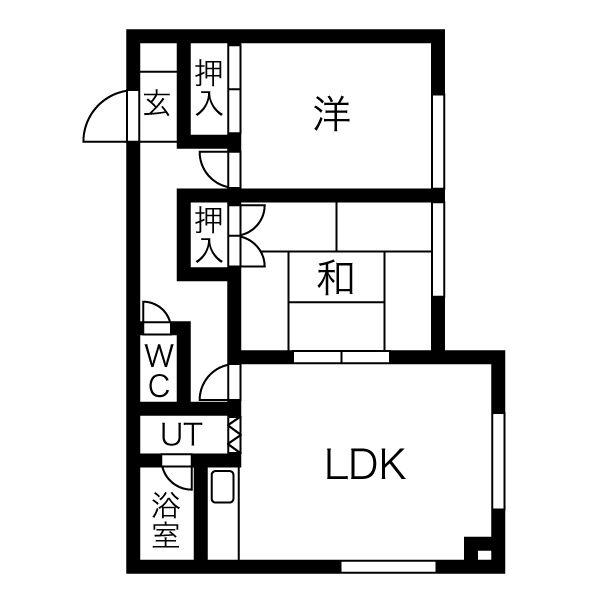北郷4条ハウス(2LDK/3階)の間取り写真