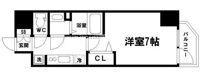 プレサンス堺筋本町駅前シェル(1K/10階)の間取り写真