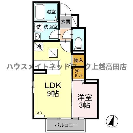 CASAフィオーレ(1LDK/1階)の間取り写真