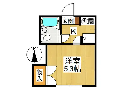 コーポトミ(1K/2階)の間取り写真