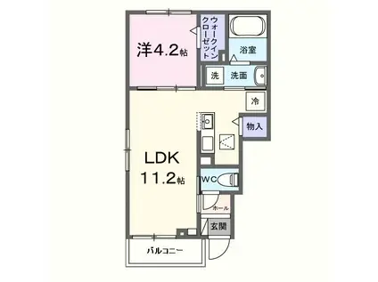 ラウレア I(1LDK/1階)の間取り写真