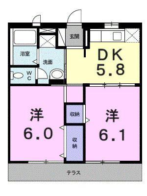 エルディム小栗(2DK/1階)の間取り写真