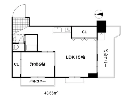 甲南野崎ハイム(1LDK/3階)の間取り写真