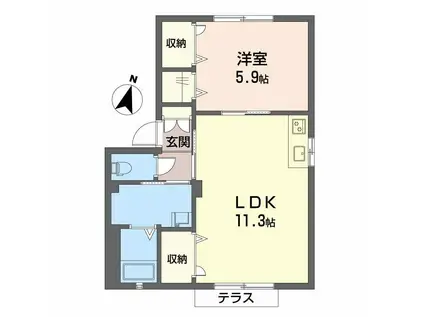 ストロベリーII  B棟(1LDK/1階)の間取り写真