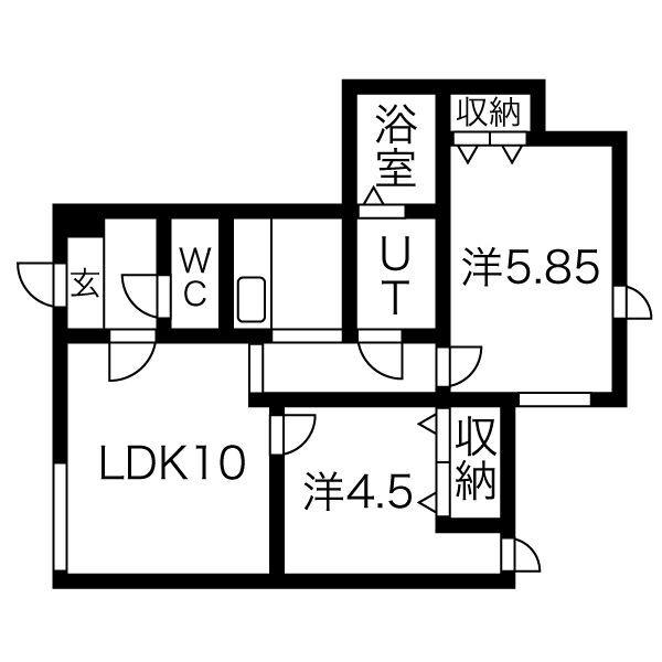 エリアウエスト(2LDK/3階)の間取り写真