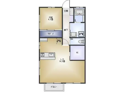 ハイム松下(1LDK/1階)の間取り写真