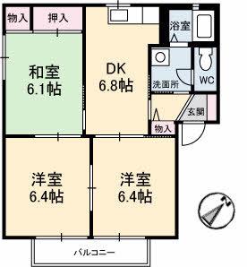 エスパシオ青山(3DK/2階)の間取り写真