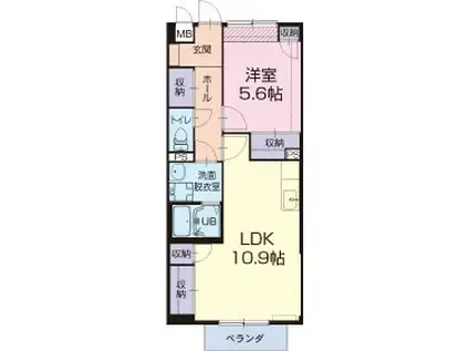 ロコハウス(1LDK/1階)の間取り写真