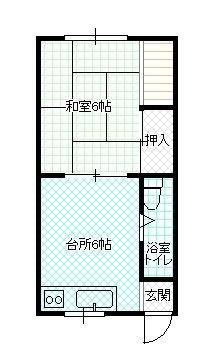 大成ビル(1DK/4階)の間取り写真