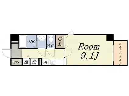 セレブコート弁天町(1K/7階)の間取り写真