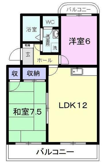 カーサカジマII(2LDK/1階)の間取り写真
