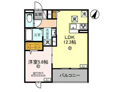 バレンティア(1LDK/3階)の間取り写真