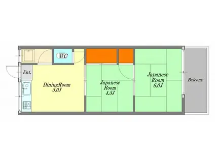尾崎アパート(2DK/1階)の間取り写真