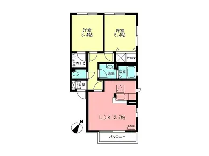 グランドールI(2LDK/2階)の間取り写真