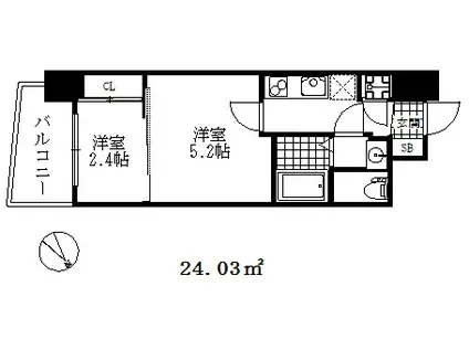 セレニテ神戸プリエ(2K/6階)の間取り写真