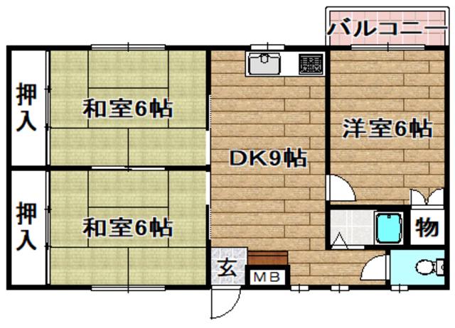 西町ロイヤルマンション(3DK/2階)の間取り写真